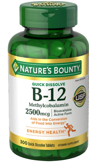 Natures Bounty Quick Dissolve Vitamin B-12 2500mcg Tablets 300